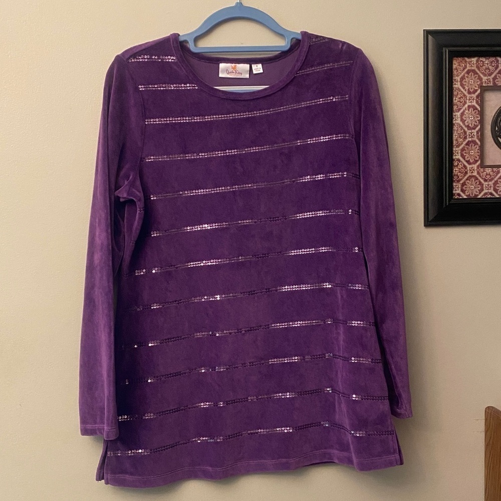 Quacker Factory Rich Purple Velvet Top